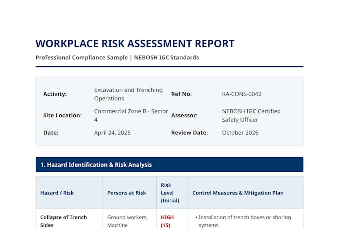 create rams construction method statements risk assessment